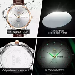 OLEVS-Relógio Quartz de Couro Masculino, Marca do Negócio, Tendência, Semana, Calendário, Luminoso, Impermeável, Moda, Original, Mostrador de 43mm na internet