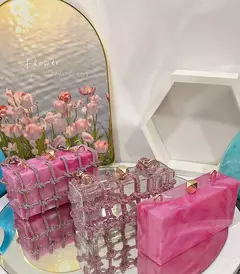 Bolsa acrílica axila quadrada para mulheres, bolsa de noite, embreagem de diamantes, bolsa de casamento, alta qualidade, design luxuoso, novo, 2022 - loja online