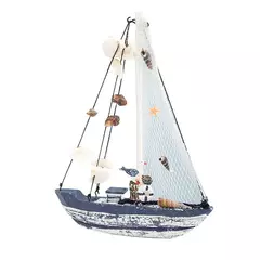 Modelo de barco a vela de madeira estilo mediterrâneo, artesanato ornamentos, acessórios de decoração para casa, decoração da sala, presentes 19cm - loja online