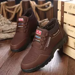 Botas de couro antiderrapante masculinas, tênis de lazer, sapatos de lazer, manter aquecido, algodão, luxo, inverno