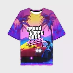 Imagem do Homens e mulheres Grand Theft Auto Vice City 3D Print Streetwear, Camisetas de grandes dimensões, Tees crianças, Tops roupas, novo jogo, GTA