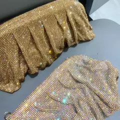 Handmade Strass Evening Clutch Bags com Punho Brilhante, Novas Dobras Bolsas, Handmade Bolsas, Designer De Luxo, Festa De Casamento, Alta Qualidade