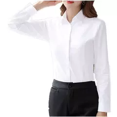 Blusa de manga comprida feminina, camisa branca elegante, senhora do escritório, negócios, camisas rosa, botão, blusas de trabalho sólido, tops