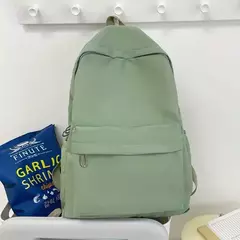 Mochila impermeável de grande capacidade para mulheres, mochila zíper suave, cor sólida, mochila casual para adolescentes, fonte de estudante na internet