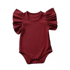 Baby Girls' Ruffles Romper, Bodysuits recém-nascidos, macacão de manga curta, roupas de malha com nervuras, roupas de verão, 0-18 meses - loja online