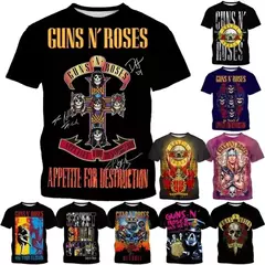 Homens e mulheres em 3D impresso T-shirts, Guns N Roses, Rock Band, Skull Streetwear, personalizado mais camisa, verão, novo - loja online