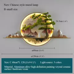 TINNY-Chinês Criativo Paisagem Mural Candeeiro, Imagem Moderna Luz de Parede, Lâmpada LED para Casa, Sala, Estudo, Decoração Do Quarto - comprar online