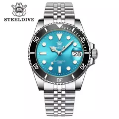 STEELDIVE-Relógio Automático Masculino, Relógios de Mergulho, Moldura Cerâmica Verde, Vidro Sapphire, Mostrador Preto, 300m Impermeável, SD1953 - loja online