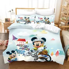 Imagem do Disney Mickey Mouse Conjunto de cama para meninos, colcha única, capa de edredão, decoração do quarto infantil, queen e king size, quarto casal, 3 PCs