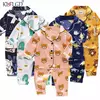 Pijama de manga comprida para meninos e meninas, roupa de casa confortável, calças de seda novas, primavera e outono, 0-4 anos