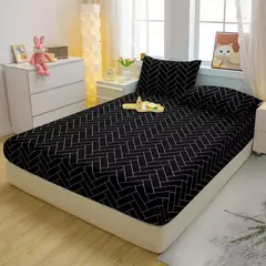 Equipado folha equipada com geometria impressa para cama quarto, simples e moderna com fronhas, 1 conjunto