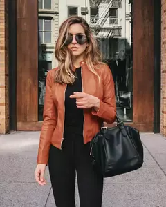 Imagem do Jaqueta bomber de couro PU com zíper para mulheres, blusão vintage, streetwear casual, blazer feminino, roupas Y2K, nova moda, outono e inverno