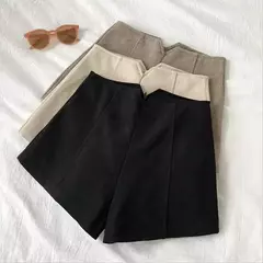 Shorts de lã emagrecedor de cintura alta feminino, versáteis, perna reta, perna larga, calça casual, novo, outono, inverno, 2023 na internet