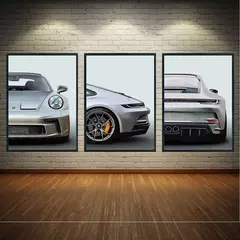 Clássico Pop HD Canvas Poster Print, Wall Art, Supercar, Casa, Quarto, Sala de estar, Decoração, 911, GT3, 3 Pcs