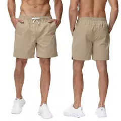 Calção casual masculino de carga, calça de jogging com cordão, leve, elástico na cintura, sólida, alta qualidade - loja online