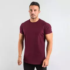 Camiseta masculina de algodão de manga curta, tops lisos, musculação T, corredores musculares, roupas de ginástica masculina, camisa slim fit, camisa fitness - loja online