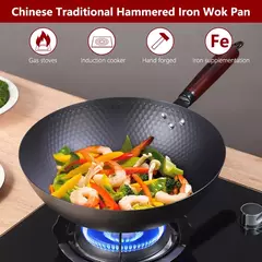 Panela de ferro grosso Wok, Panela não revestida de cozinha, Fogão a gás, Fogão de indução, Panelas estilo japonês, 32cm, 2mm - comprar online