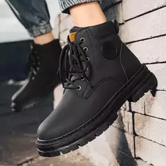 Bota de couro alta masculina, antiderrapante, confortável, casual, amarela, quatro temporadas, sapatos de trabalho ao ar livre, moda britânica - loja online