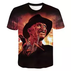 Camiseta de horror estampada em 3D para homens e mulheres Freddy Krueger Jason, camisa de manga curta, pulôver esportivo, camiseta de verão, blusa infantil, novo