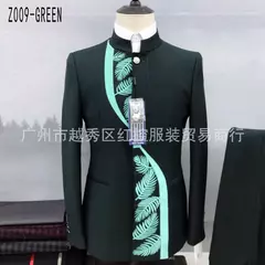 Imagem do Conjunto de terno de túnica masculino single breasted stand colarinho, blazers, jaqueta, calças, boutique, moda casual, casaco, calças, 2 peças, 2023