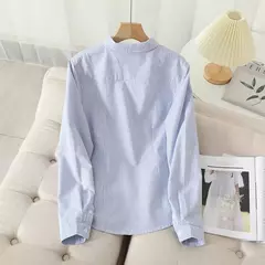 Camisa Oxford feminina casual de algodão, blusa e tops para senhora, camisas listradas brancas e azuis, roupa de boa qualidade, nova, outono 2022 na internet