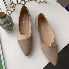 Imagem do Apontou Toe bailarina ballet sapatos baixos para mulheres, deslizamento em mocassins, moda casual, Splice Mule Flats