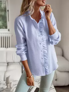 Elegante camisa de escritório feminina, blusa de manga comprida, conforto casual, camisas simples, blusas, tops, roupas femininas, moda nova - loja online