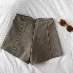 Shorts de lã emagrecedor de cintura alta feminino, versáteis, perna reta, perna larga, calça casual, novo, outono, inverno, 2023 - loja online