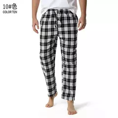 Branco preto xadrez pijama calças inferiores homens relaxando confortável macio algodão flanela casa wear respirável flanela pijama homme