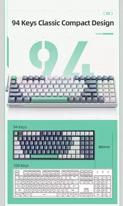 Machenike-K500 Teclado mecânico para jogos, Teclado com fio, Hot Swappable, 94 teclas, RGB Light, Mac, Windows - loja online