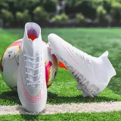 Botas de futebol de alta qualidade para crianças sapatos de tornozelo alto sapatos de futebol de grama sapatos de futebol de alta qualidade fg/tf - comprar online