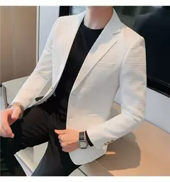 Casaco de peito único masculino, blazer slim fit, blazers grandes, casacos elegantes de luxo, outwear casual coreano para casamento - loja online