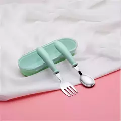 Talheres portáteis de aço inoxidável para crianças, Spoon Forks Box Utensílios de alimentação do bebê Conjunto de talheres para bebês, 3pcs - comprar online