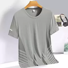 Camiseta de Manga Curta de Seda Gelo Masculina, Top Fino, Secagem Rápida, Respirável, Fitness, Esportes, Corrida, Elasticidade, Estampada, Verão, 5XL - Wolf Magazine