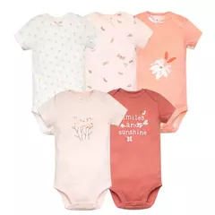 Imagem do Bodysuits de manga curta recém-nascidos 100% algodão, bebê menino e menina roupas, roupas infantis macias, presentes do chuveiro do bebê, 5pcs por lote