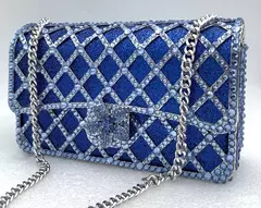 XIYUAN-Bolsas Mensageiro de Corrente Longa para Mulheres Bolsas Diamantes, Bolsa de Ombro para Festa de Casamento, Laranja, Azul, Prata, Jóias Verdes - loja online