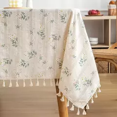 Toalha de mesa de algodão pequena margarida para decoração, estilo coreano, retângulo, para cozinha, casamento, sala de jantar na internet