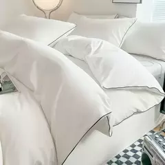 Conjunto de cama de cor preta para adultos, estilo simples, lençóis duplos, solteiro, rainha, capa de cama king, cama lisa na internet