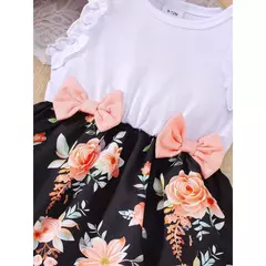 Vestidos estampados florais sem mangas com arco para criança, roupas de verão, estilo pastoral, festa de casamento, 0 a 3 anos - Wolf Magazine