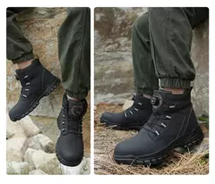 Botas de segurança impermeáveis para homens, Botas de trabalho em aço indestrutível, Anti-Smash, Resistente a facadas, Sapatos de motociclista