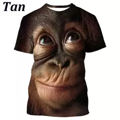 Homens e mulheres engraçados gorila e macaco camiseta estampada em 3D, tops casuais de manga curta, camisa animal, verão, nova moda imita na internet