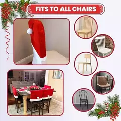 1-6 pçs decoração de natal capas de cadeira papai noel chapéu vermelho cadeira boné cozinha jantar cadeira slipcovers conjuntos para o feriado de natal