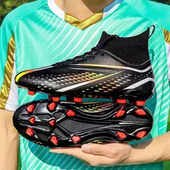 Botas masculinas de futebol longas, sapatos de futebol ao ar livre, grampos internos, futsal confortável, confortável antiderrapante, FG, TF, fósforo para meninos - comprar online