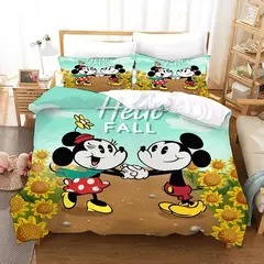 Disney Mickey Mouse Conjunto de cama para meninos, colcha única, capa de edredão, decoração do quarto infantil, queen e king size, quarto casal, 3 PCs - Wolf Magazine