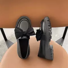 Salto alto de toe redondo para mulheres, mocassins femininos, bombas diárias clássicas, sapatos deslizantes, salto quadrado, laço, marca, 2024 - comprar online