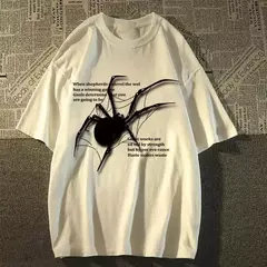 Camiseta solta de manga curta masculina, estampa de aranha, top estético grande, moda de rua, hip-hop, estampada, verão, nova - comprar online