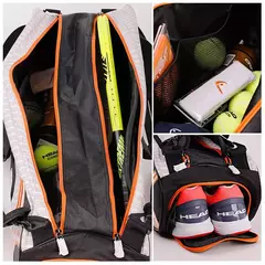 Saco De Raquetes De Tênis De Cabeça, Mochila De Grande Capacidade, Badminton Gymbag, Saco De Raquete De Squash com Sapatos Separados, 3-6 Peças - comprar online