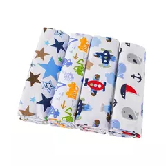 Cobertor de fraldas de flanela supermacio do bebê, Envoltório recém-nascido, 100% algodão, Swaddle impressão, 76x76cm, 4Pc Pack - Wolf Magazine