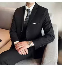 Imagem do Terno de casamento casual de negócios masculino, conjunto de 3 peças, colete e calças masculinas bonitas de banquete, alta qualidade, nova moda, R$ 2020