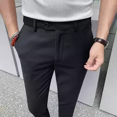 Calça justa para homens, terno de negócios masculino, calças de alfaiataria social, roupas de grife pretas, moda verão, 9, 2024 na internet